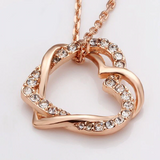 1.2ct Round Cut Diamond Pendant with Chain Double Heart Shape 14k Rose Gold Over