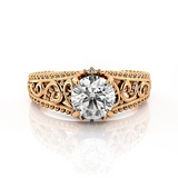 2.6ct Round Cut Diamond Engagement Ring 14k Rose Gold Finish Filigree Milgrain