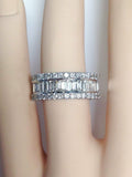 5Ct Emerald Cut Diamond Wide Gatsby Eternity Wedding Band 14K White Gold Finish