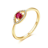 1ct Round Cut Pink Ruby Engagement Ring Evil Eye Minimalist 14k Yellow Gold Over