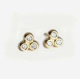 0.3ct Round Cut Diamond Bezel Set Solitaire Stud Earrings 14k Yellow Gold Finish