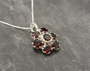 2.7ct Red Garnet Pendant Round Cut Cluster Design 14k White Gold Finish NO CHAIN