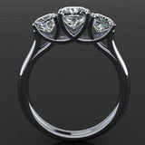 Trilogy Solitaire Engagement Ring 0.6ct Cushion Cut Diamond 14k WhiteGold Finish