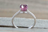 1.6ct Oval Cut Pink Ruby Engagement Ring 14k White Gold Finish Diamond Accents