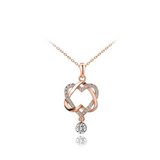 1.4ct Round Cut Diamond Pendant with Chain Fancy Heart Shape 14k RoseGold Finish