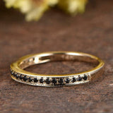 1ct Round Cut Black Diamond Wedding Band Vintage Eternity 14k Yellow Gold Finish