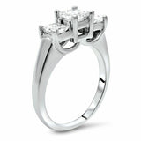 1.75Ct Princess Cut Diamond Three Stone Engagement Ring 14K White Gold Finish