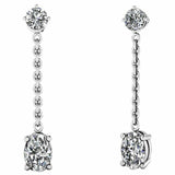 2ct Oval Round Cut Chain Vertical Drop Dangle Earring Women 14k WhiteGold Finish