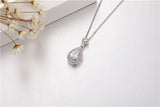 2ct Pear Cut VVS1D Diamond Pendant Chain Double Halo 14k White Gold Finish