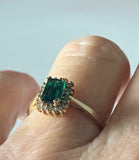 2.5ct Engagement Ring Cut Green Emerald Diamond Halo Cluster 14k YellowGold Over