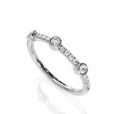 0.9ct Round Cut Diamond Wedding Band Bezel Set Stackable 14k White Gold Finish