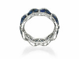 2ct Marquise Blue Sapphire Halo Stylish Full Eternity Band 14k White Gold Finish