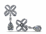 1ct Pear Cut VVS1 Diamond Bow Tie Stud Drop Earrings Women 14k White Gold Finish