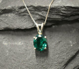 2ct Green Emerald Pendant Oval Cut Solitaire Women 14k Yellow Gold Over NO CHAIN