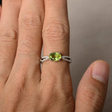 1.2ct Oval Cut Green Peridot Engagement Ring 14k White Gold Finish Split Shank