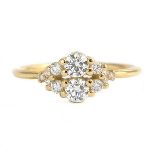 1.6ct Round Cut Diamond Engagement Ring 14k Yellow Gold Finish Stylish Cluster