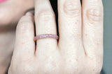 2ct Round Cut Pink Sapphire Three Row Eternity Wedding Band 14k Yellow Gold Over