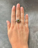 2.8ct Engagement Ring Round Cut Green Peridot Vintage Halo 14k White Gold Finish