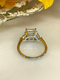 1.6ct Asscher Cut VVS1 Diamond Three Stone Engagement Ring 14k White Gold Finish