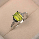 1ct Emerald Green Peridot Engagement Ring Flower Solitaire 14k White Gold Finish