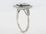 4ct Cushion Diamond Engagement Ring Blue Sapphire Dual Halo 14k White Gold Over