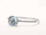 1.5ct Round Cut Blue Aquamarine Solitaire with Accents Ring 14k WhiteGold Finish