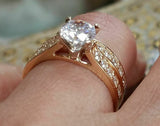 4Ct Round Cut VVS1 Diamond Bridal Set Solitaire Ring Band 14K Yellow Gold Finish