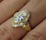 4Ct Marquise Cut Diamond Halo Vintage Engagement Ring 14K Yellow Gold Finish