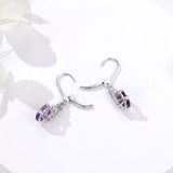 1ct Oval Simulated Amethyst Party Stylish Drop Earrings 14k White Gold Plated