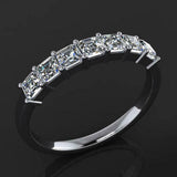 7 Stone Wedding Ring Band 1.2ct Asscher Cut VVS1D Diamond 14k White Gold Finish