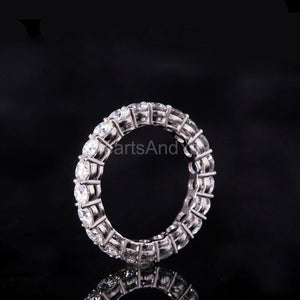 2.5ct Round Cut Moissanite Iced Full Eternity Wedding Band 14k White Gold Plated