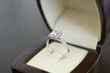 3Ct Princess Cut Diamond Halo Engagement Ring 14K White Gold Finish Round Accent