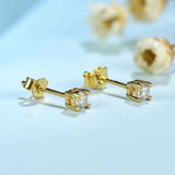 0.6ct Stud Earrings Round Cut Diamond Solitaire Design 14k Yellow Gold Finish