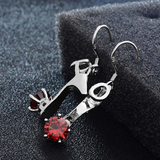 1.5Ct Round Red Garnet Heel Sandal Design Drop Earrings Girl 14K White Gold Over