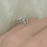 3.5ct Emerald Cut VVS1 Diamond Double Halo Engagement Ring 14k White Gold Finish