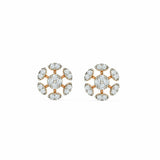 1ct Stud Earrings Round Cut Diamond Floral Cluster Design 14k Rose Gold Finish