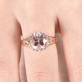 1.4ct Oval Cut Peach Morganite Solitaire Engagement Ring 18k Rose Gold Finish