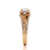 2.1ct Round Cut Diamond Engagement Ring 14k Rose Gold Finish Art Deco Filigree