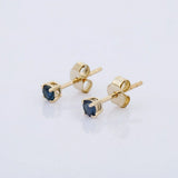 0.5ct Stud Earrings Round Cut Blue Sapphire Solitaire 14k Yellow Gold Finish