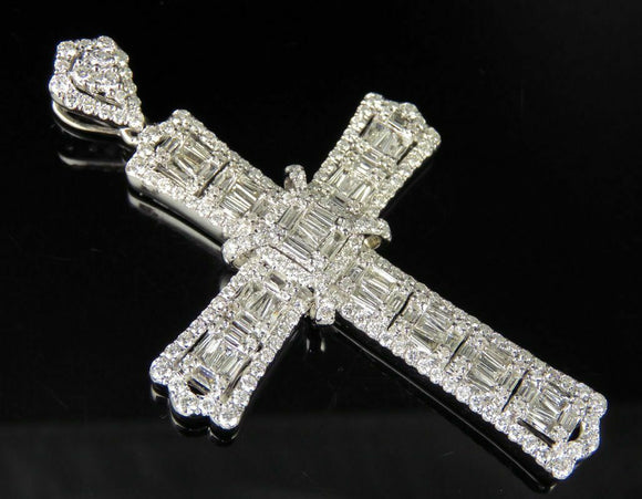 5ct Baguette Cut Diamond Hip Hop Holy Cross Pendant 14k White Gold Over NO CHAIN