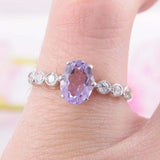 2ct Oval Cut Purple Amethyst Engagement Ring Diamond Accents 14k White Gold Over