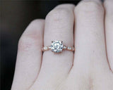 1.2ct Round Cut Diamond Vintage Solitaire with Accents Ring 14k Rose Gold Finish