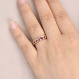 2.1ct Princess Cut Pink Ruby Wedding Ring Band Tile Design 14k Rose Gold Finish