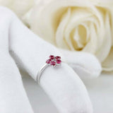 1ct Round Cut Pink Ruby Engagement Ring Floral Minimalist 14k White Gold Finish