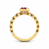 1Ct Oval Cut Red Garnet Trendy Braided Shank Solitaire Ring 14K Yellow Gold Over