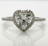 4Ct Heart Cut Diamond Halo Vintage Solitaire Engagement Ring 14K White Gold Over