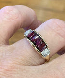 5ct Engagement Ring Radiant Cut Ruby Stackable Partywear 14k Yellow Gold Finish