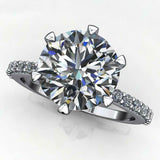 Hidden Halo Engagement Ring 1.5ct Round Cut VVS1D Diamond 14k White Gold Finish