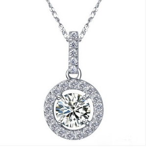 1ct Round Cut VVS1 Diamond Pendant Halo Solitaire 14k White Gold Finish NO CHAIN