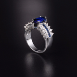 3ct Marquise Cut Blue Sapphire Engagement Ring 14k White Gold Finish Cocktail